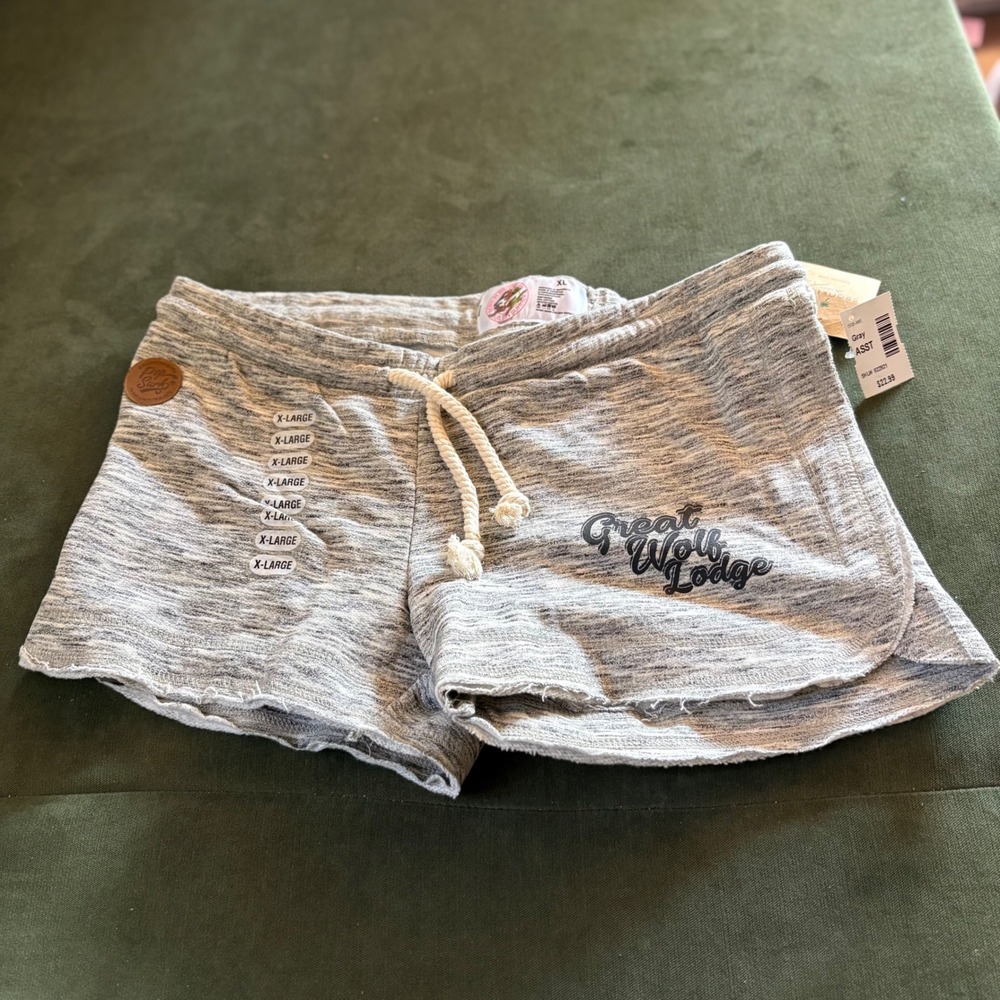 Pop Surf Great Wolf Lodge Gray Heathered Lounge Shorts Womens XL New Daisy Dukes